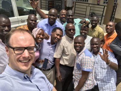 Per Unheim poses with colleagues in South Sudan.