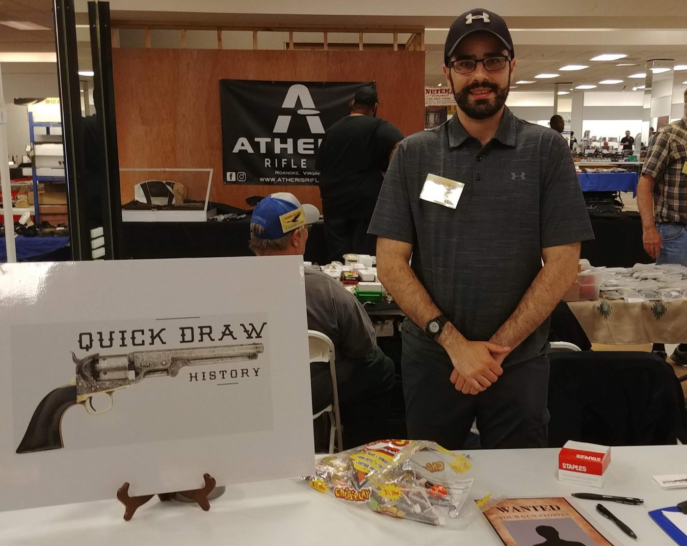 Noah at his booth during a gun show in southern Virginia.