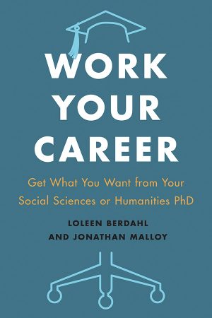 The Work Your Career book cover features a graduation cap and office chair wheels