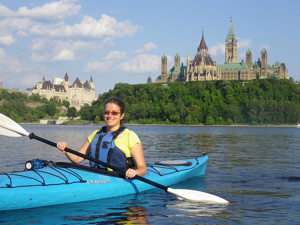 Beth Martin kayaking on the Ottawa River.