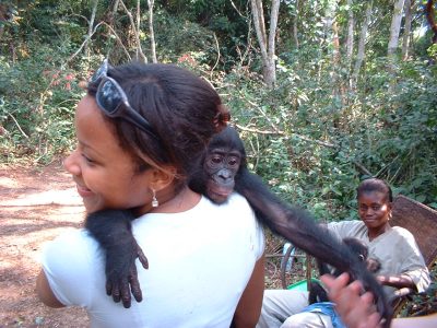 Candace Sobers at a Bonobo Sanctuary
