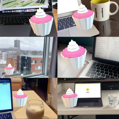 Augmented Reality - Photos of a virtual cupcake