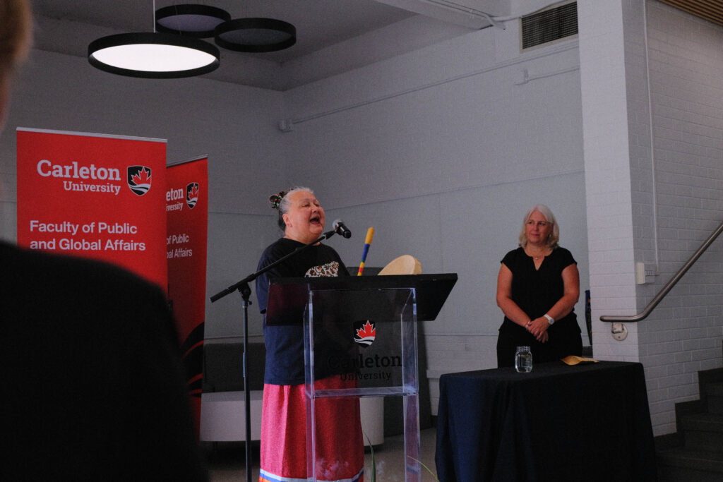 Indigenous elder Kokum Irene Compton at the FPGA launch