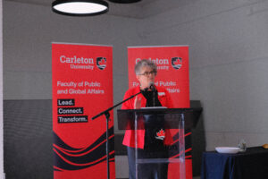 Dean Brenda O'Neill at the podium