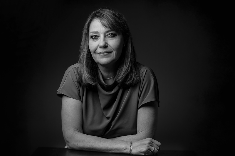 Black and white portrait of Crina Viju-Miljusevic