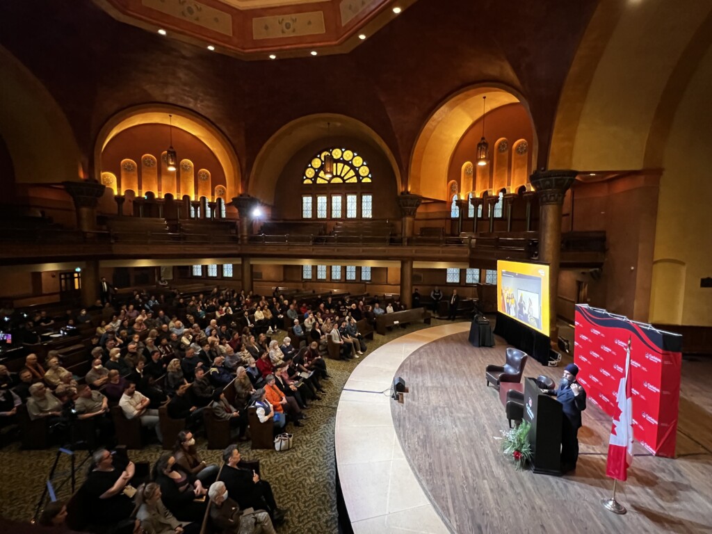 Jagmeet Singh delivers the Bell Lecture in the Carleton Dominion-Chalmers Centre.