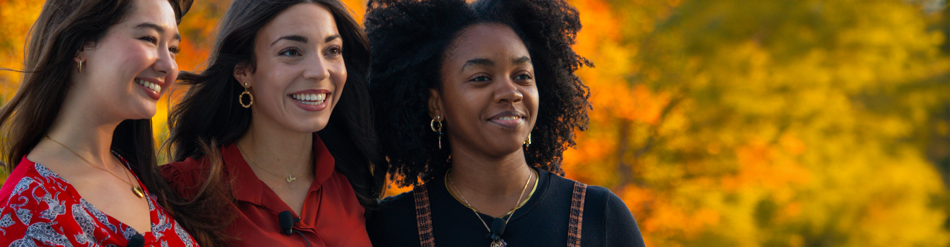 Carleton students against a backdrop of campus