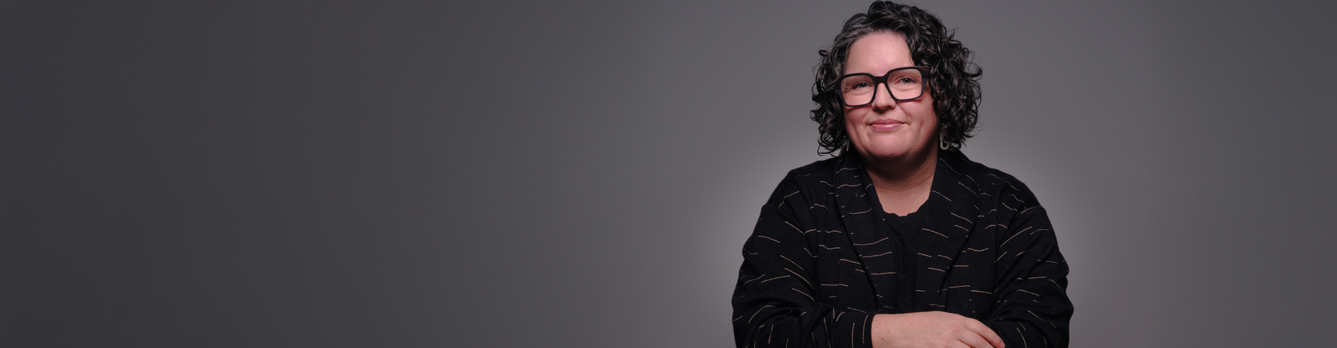 Black and white portrait of Andrea Chandler