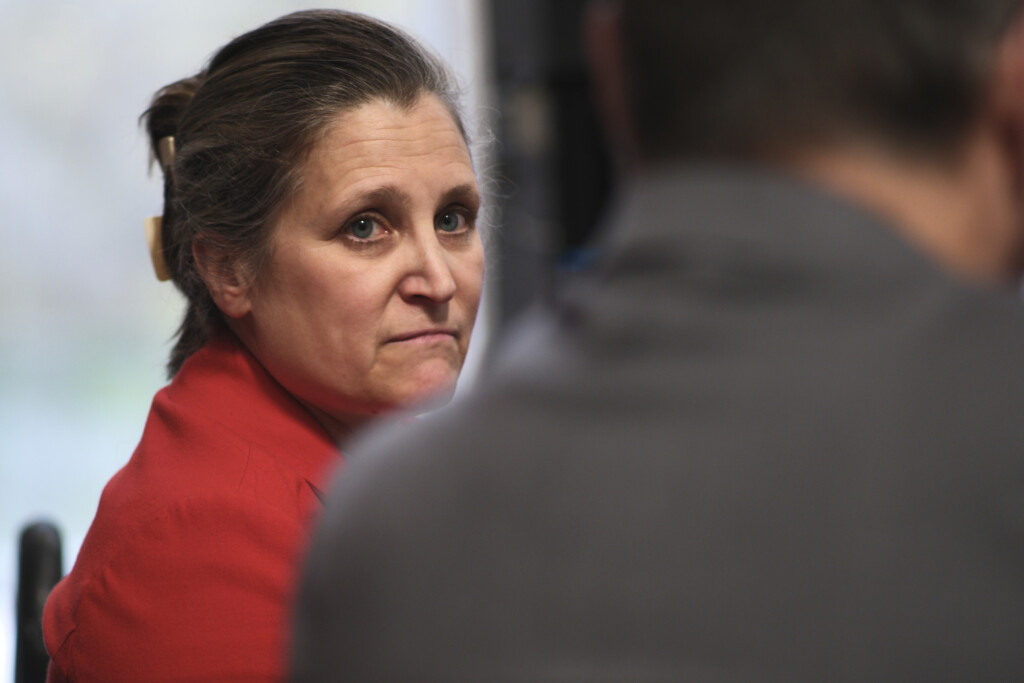 Close-up of the Honourable Chrystia Freeland during the 2026 Bell Lecture