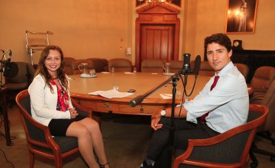 Anna Desmarais with Prime Minister Justin Trudeau.