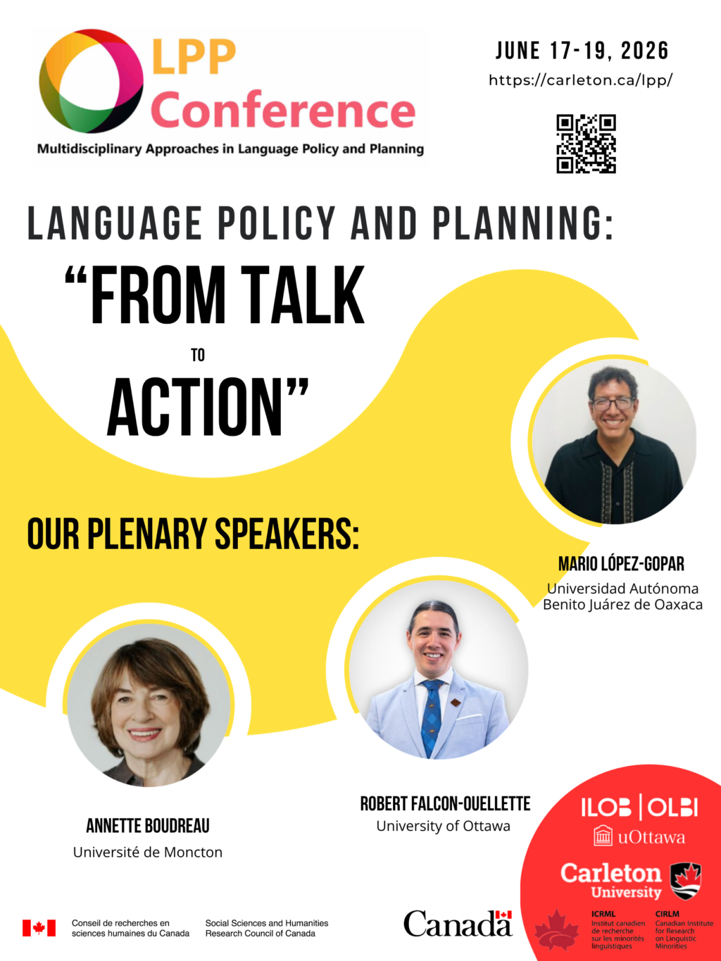 Conference poster with pictures of the keynote speakers