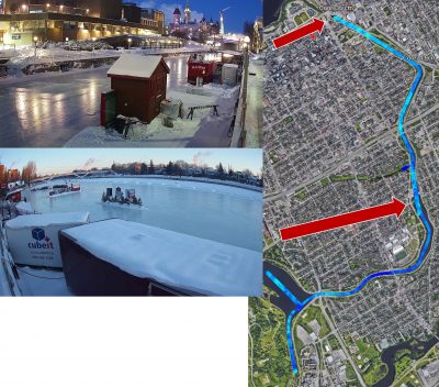 Ice thickness measurements along the Rideau Canal Skateway using ground penetrating radar (GPR)