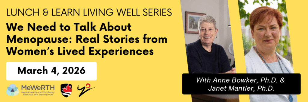 Banner with presenter's profile photo and title of presentation: Menopause - Real Stories from Women's Lived Experiences