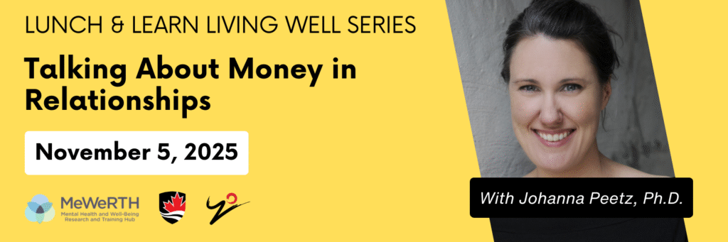 Banner with presenter's profile photo and title of presentation: Talking About Money in Relationships