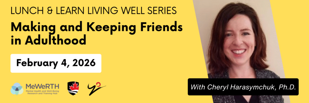 Banner with presenter's profile photo and title of lecture: making and keeping friends in adulthood