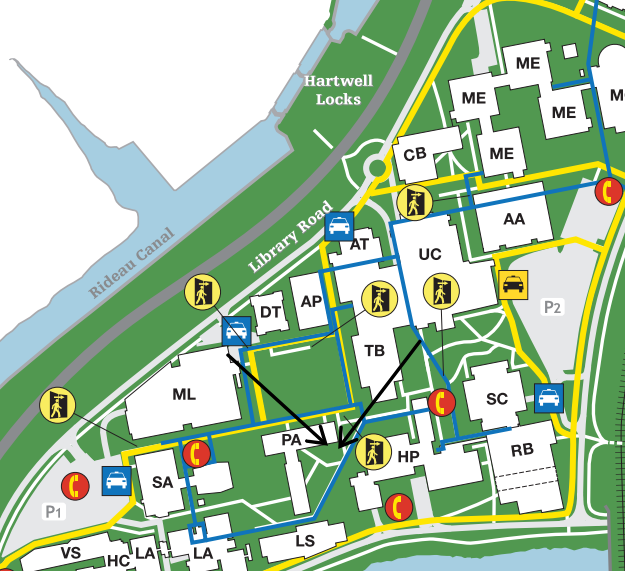 map of carleton highlighting garden space
