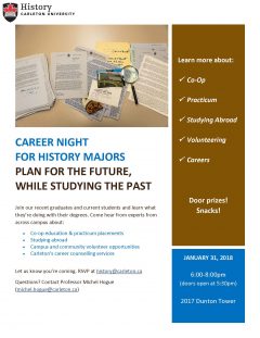 Career Night Poster with picture of documentas and magnifying glass