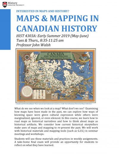 course promotion poster with old map of Canada