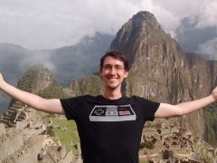 Evan Jones in front of Machu Picchu