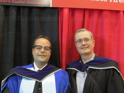 Mike McLaughlin and Prof. Bruce Elliott at graduation. Photo by Prof. Bruce Elliott.