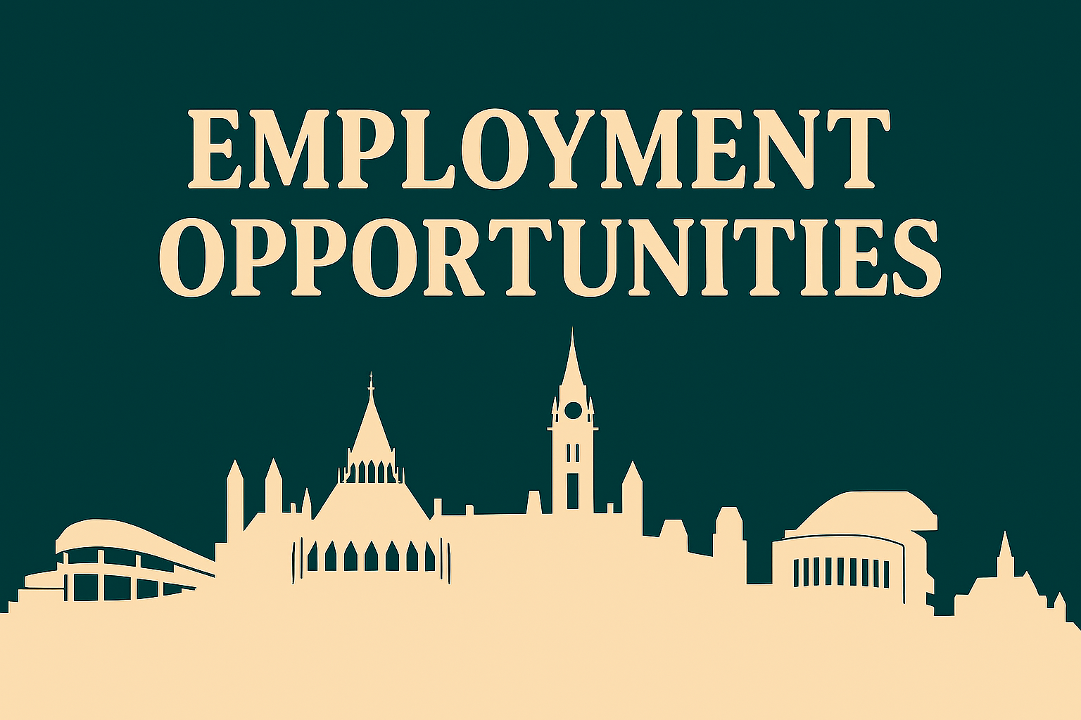 employment opportunities with skyline in background