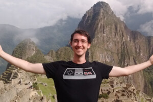 Evan Jones in front of Machu Picchu