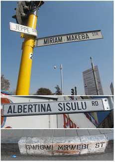 Miriam Makeba St, Albertina Sisulu Rd, Gwigwi Mrwebi St, Natasha Erlank poster