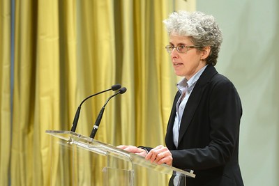 Professor Dominique Marshall speaking at a podium