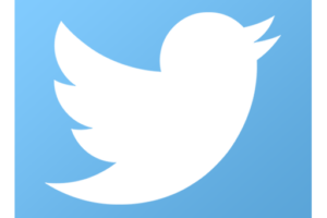 twitter logo of white bird on blue background