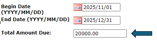 Total Amount Due will be the amount the loaded to the student's account