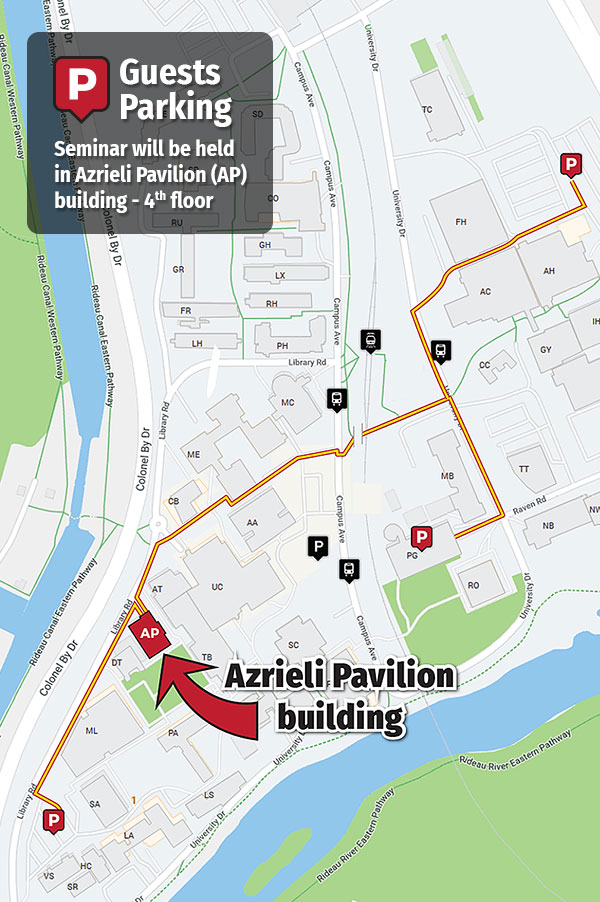 Map of recommended parking location for guests