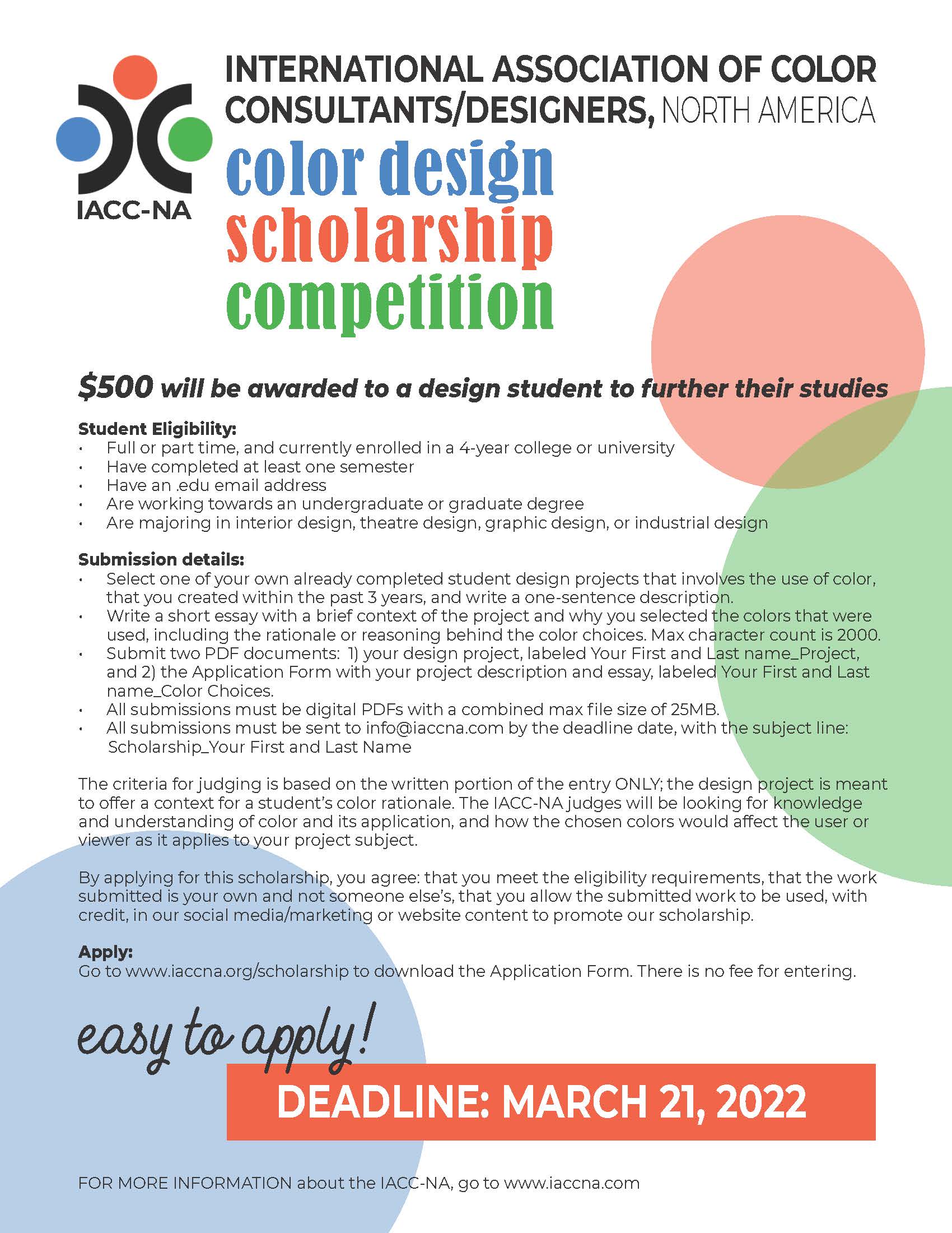 Scholarship Opportunity For Design Students International Association Of Color Consultants Designers Industrial Design