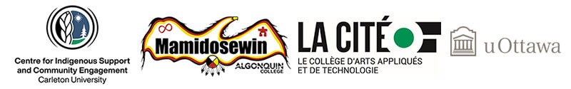 A composite image of logos for Algonquin College, La Cite, University of Ottawa, and Carleton University