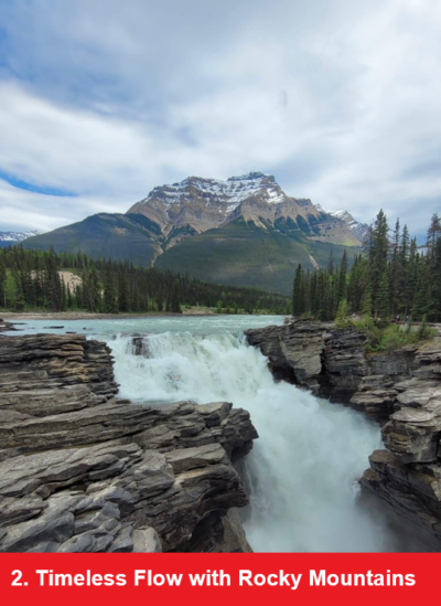 Waterfall with mountain in the background