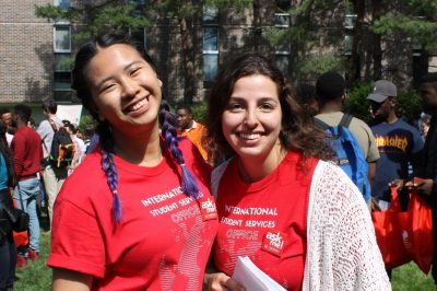 Two smiling female Carleton students