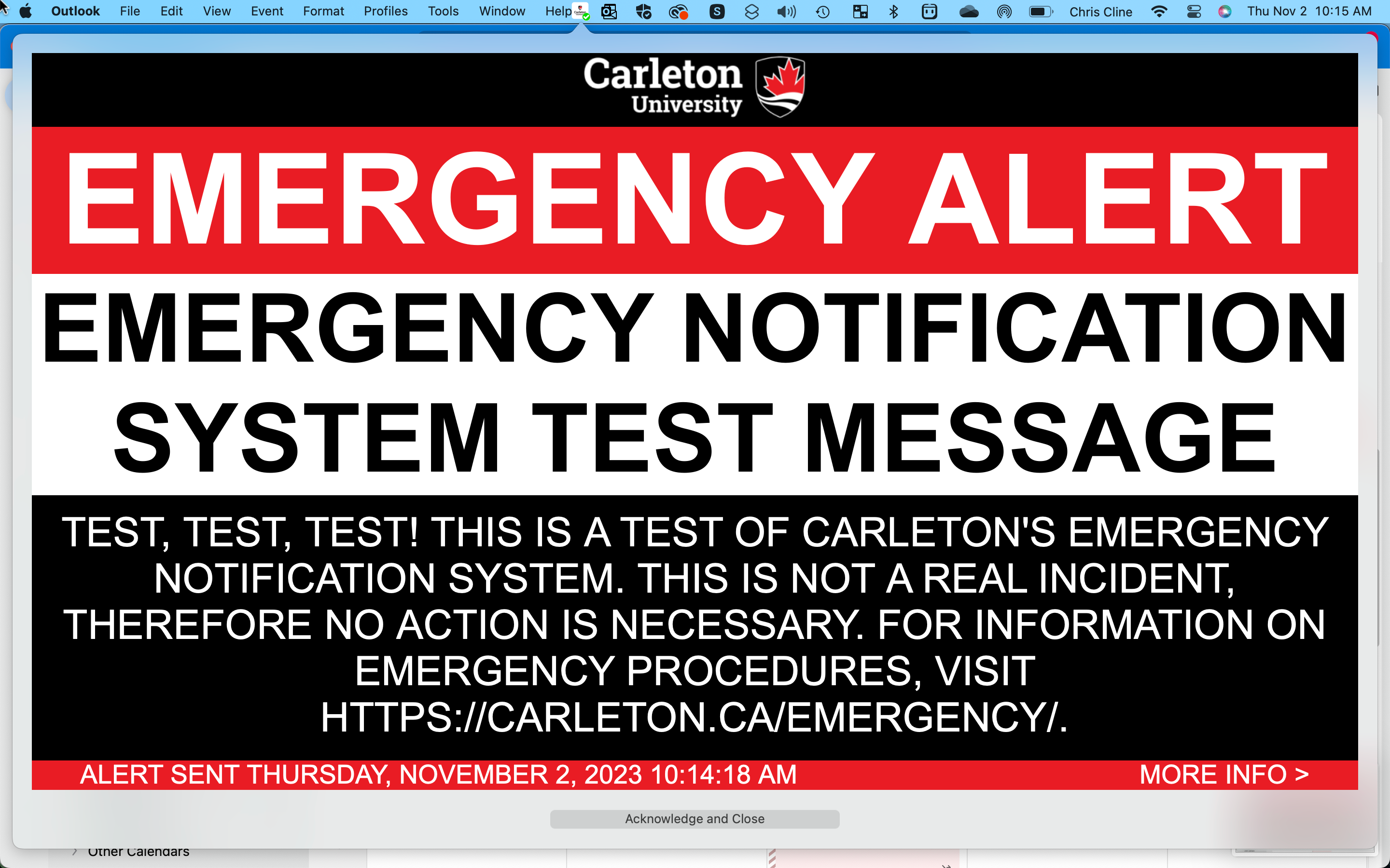 Emergency Notification System notification