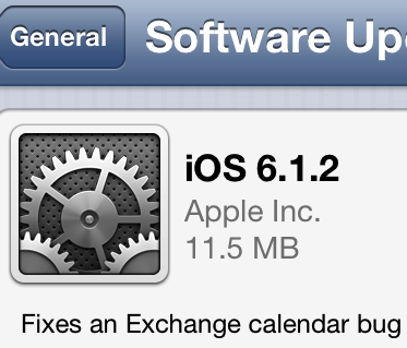 screenshot of iOS Settings app, Software Update feature