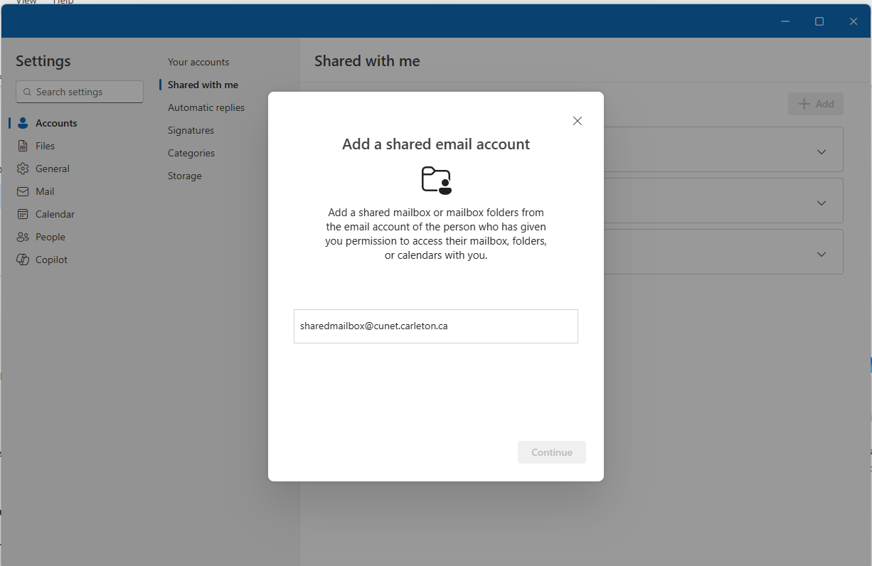 Shared Inbox Screen Shot Accessing a Shared Mailbox in
