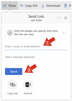 Office 365 OneDrive specify sharing recipient