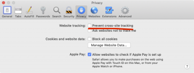 Uncheck Safari Preference setting Privacy Prevent cross-site tracking