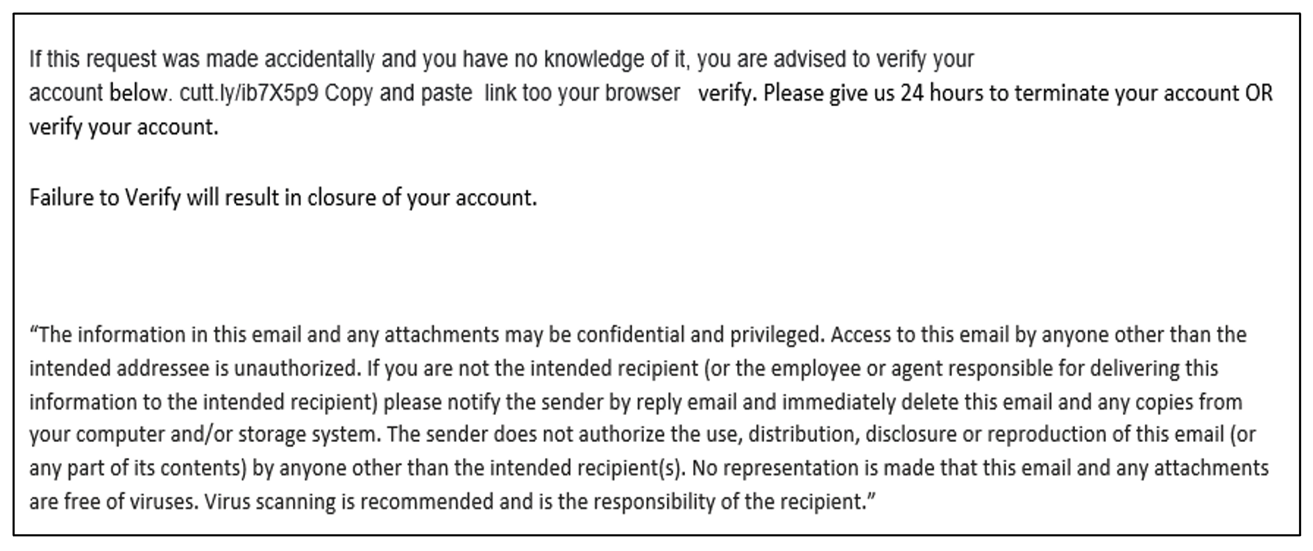 example of account closure phishing email