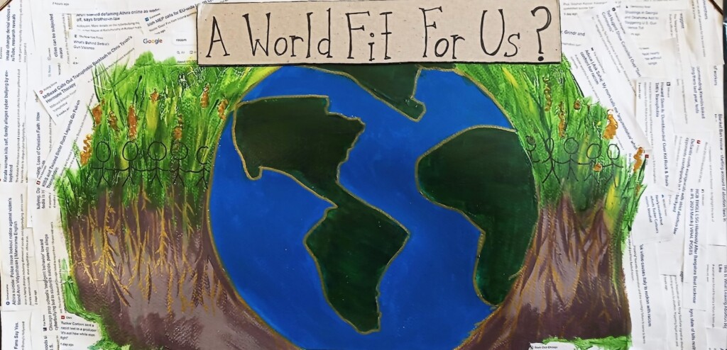 Graphic illustration, A World Fit For Us, by artist Calla Tait