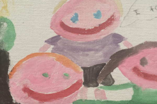 Painting of 3 happy faces.