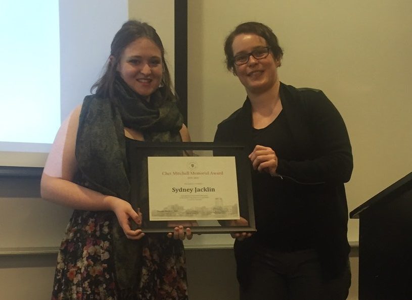 Sydney Jacklin receiving award