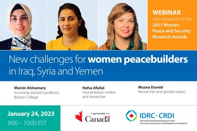 IDRC Webinar: New challenges for women peacebuilders in Iraq, Syria and Yemen