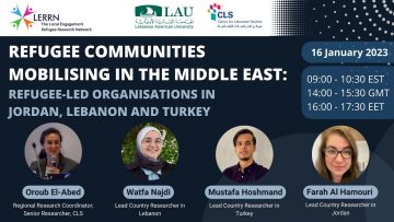 Thumbnail for: Refugee Communities Mobilising in the Middle East: Refugee-led Organisations in Jordan, Lebanon and Turkey