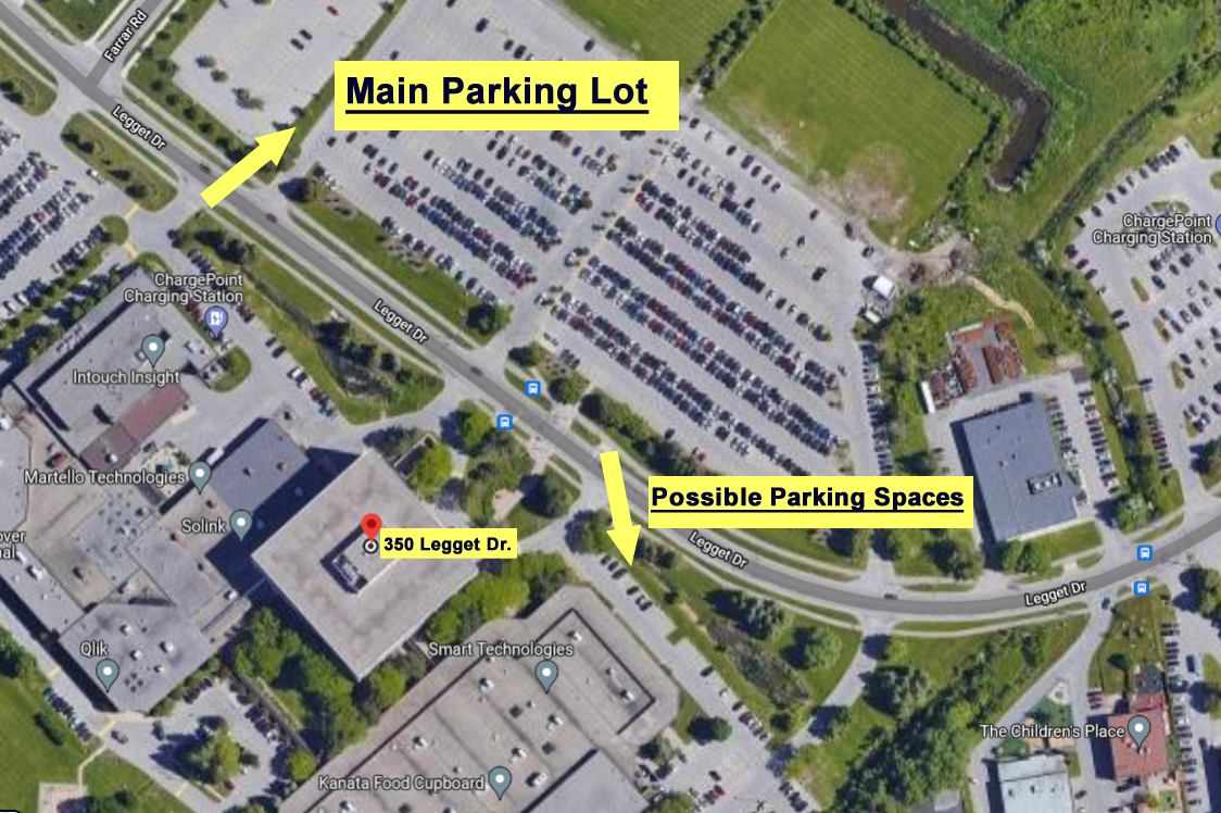 map of 350 Legget Dr. and parking