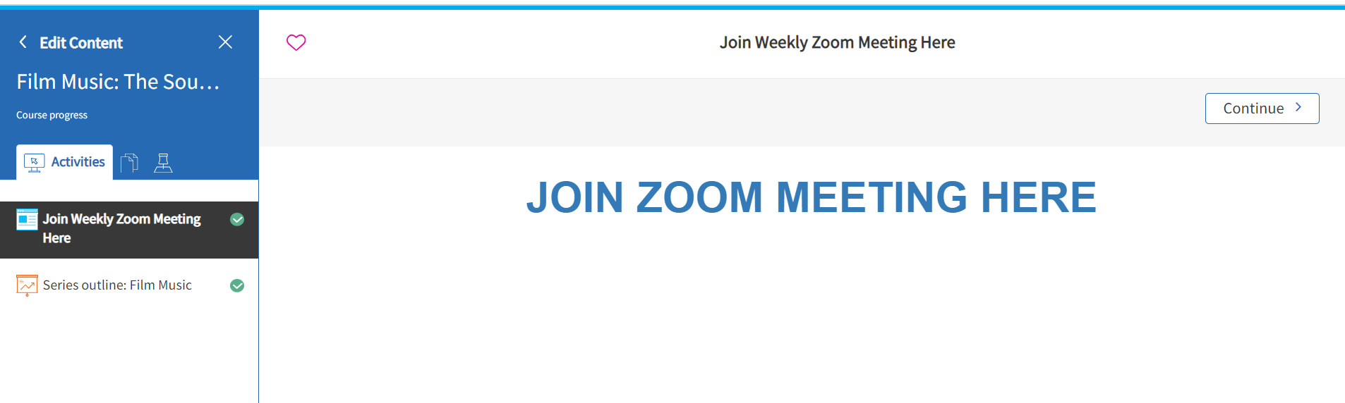 screenshot of link to join Zoom call