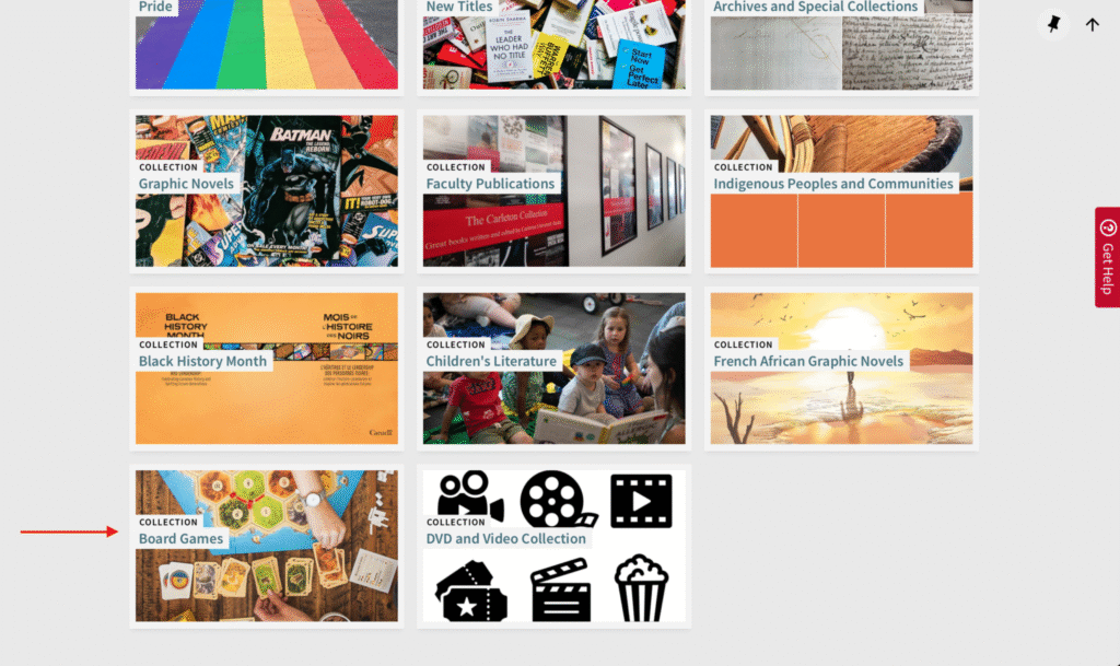 Screenshot of board game collection page