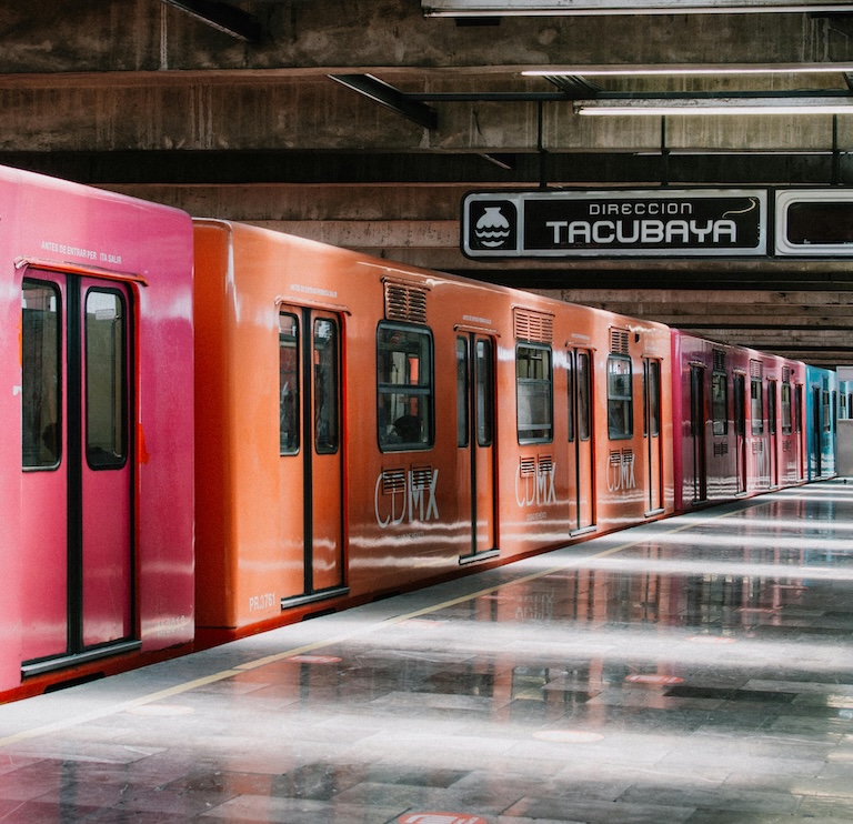 Photo of Mexico City metro train at Tacubaya station
